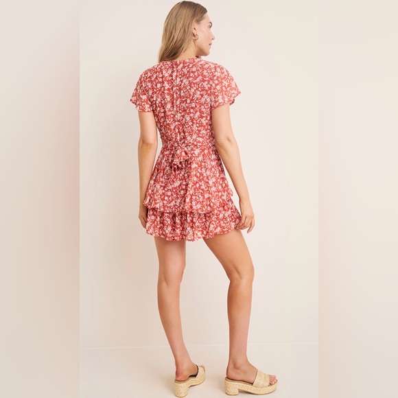 Francesca's Collections Orange Floral Mini Romper - Picture 2 of 7